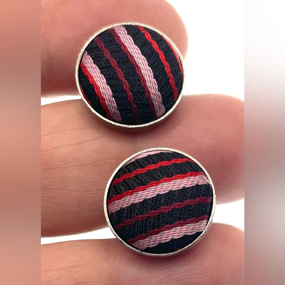 3 for $30 Vintage Classic Silver Tone Fabric Covered Cufflinks
